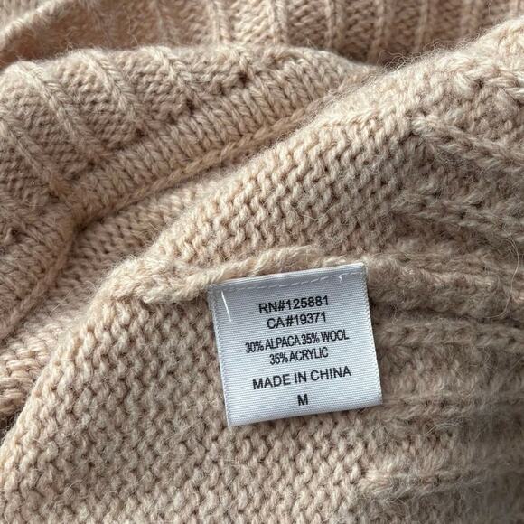 Brochu Walker Size M Longline Hooded Cardigan Sweater Toggle Alpaca Wool Beige - Picture 5 of 6